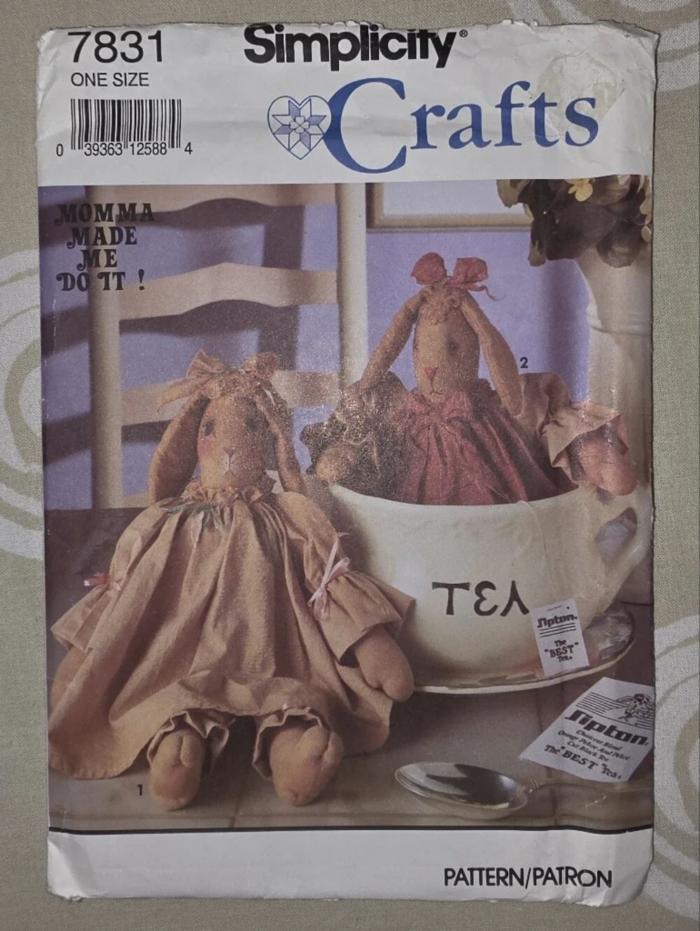Sewing Pattern 7831 Simplicity Bunny Doll Pattern in Tan OS